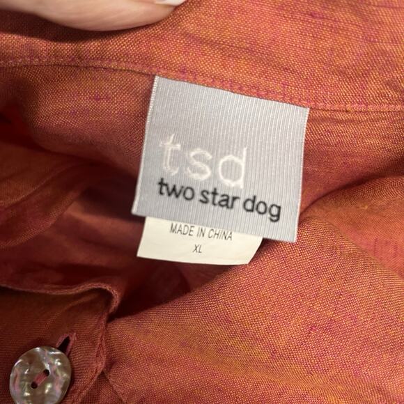 TSD Two Star Dog Pink Orange Linen Lagenlook Boho Jacket Blouse Size XL Casual - Picture 7 of 9